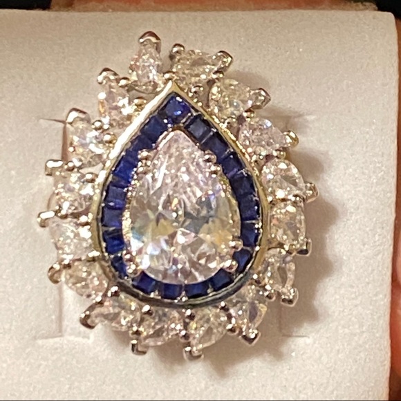 Art Nouveau blue accent stone ring - Picture 3 of 4